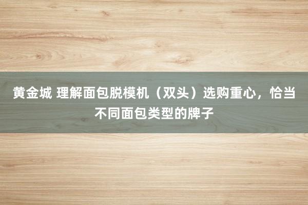 黄金城 理解面包脱模机（双头）选购重心，恰当不同面包类型的牌子