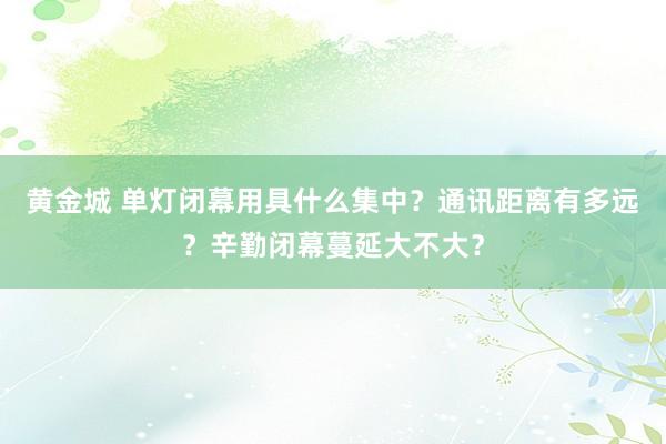 黄金城 单灯闭幕用具什么集中？通讯距离有多远？辛勤闭幕蔓延大不大？