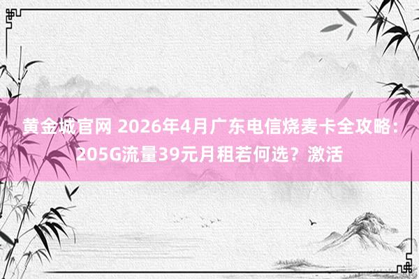 黄金城官网 2026年4月广东电信烧麦卡全攻略：205G流量39元月租若何选？激活