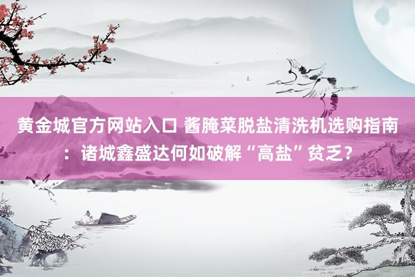黄金城官方网站入口 酱腌菜脱盐清洗机选购指南：诸城鑫盛达何如破解“高盐”贫乏？