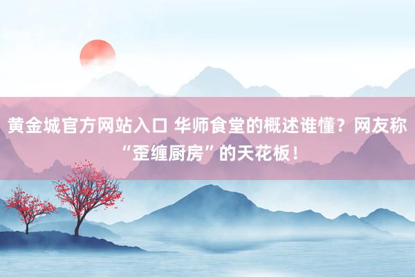 黄金城官方网站入口 华师食堂的概述谁懂？网友称“歪缠厨房”的天花板！
