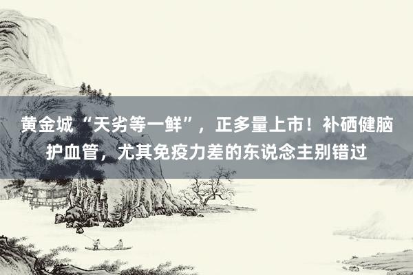 黄金城 “天劣等一鲜”，正多量上市！补硒健脑护血管，尤其免疫力差的东说念主别错过