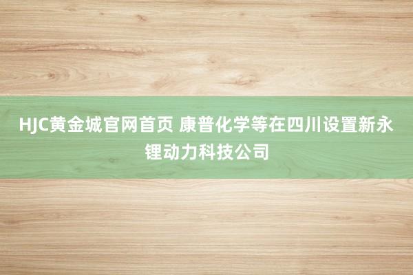 HJC黄金城官网首页 康普化学等在四川设置新永锂动力科技公司