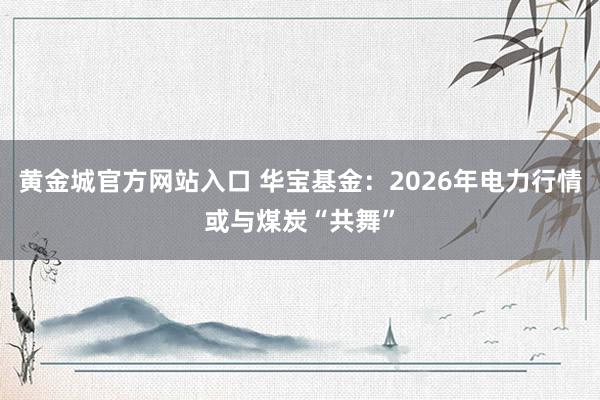 黄金城官方网站入口 华宝基金：2026年电力行情或与煤炭“共舞”